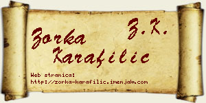 Zorka Karafilić vizit kartica